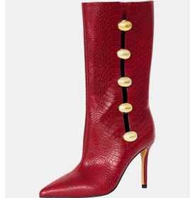 Resim Katy Perry The Revıval Ornamet Kadın Kırmızı Yılan Baskılı Topuklu Çizme Kırmızı 