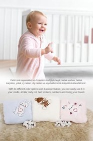 Resim Nakışlı Bebek Battaniyesi Yumuşak Wellsoft Peluş 90x100cm Beşik Battaniyesi Hafif Yenidoğan Pudra 