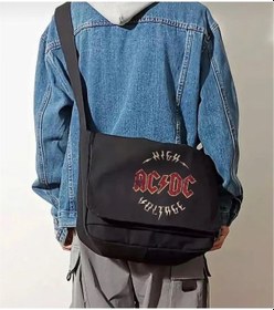 Resim Rock Serisi Ac/dc Baskılı Unisex Siyah Postacı Çantası Siyah 