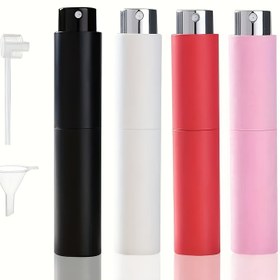 Resim 1 adet/4 adet 10ml Yeniden Doldurulabilir Seyahat Parfüm Atomizer Sprey Şişesi Huni ile - Taşınabilir Mini Boyut, 4 Renk (Siyah/Beyaz/Kırmızı/Pembe), Kadınlar, Anne, Hediyeler için Kompakt & Hafif, Parfüm Seyahat Yeniden Doldurulabilir, Şık Tasarım, Dayanıklı Plastik, Parfümler için Atomizer, Parfümler için Flakonlar, Parfüm Spreyi, Yeniden Doldurulabilir Sprey Şişeler, Seyahat Aksesuarı, Seyahat Gereci, El Dezenfektanı Spreyi, Saç Su Spreyi, Saç Spreyi Buharlayıcı, Parfüm Flakonu 