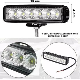 Resim Off Road LED Sis Lambası Beyaz Sabit Renk 6 LED 4 x 15 cm 1 Adet - Friemats 