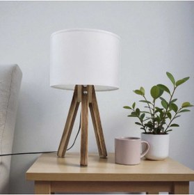 Resim YULAMP HOME CONCEPT TRİPOD AHŞAP BEYAZ BAŞLIKLI ABAJUR 