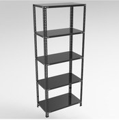 Resim 5 Katlı Siyah Çelik Raf - Depo, Arşiv, Kiler, Dosya, Market Rafı 0.70 Mm-43x75 Cm-150 Cm Galvaniz 