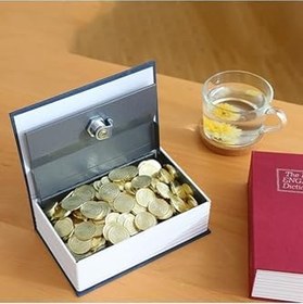 Resim Gizli Kasa Hırsız Kilitli Sözlük Görünümlü 18cm Kasa Kitap Para Kumbara Güvenli – Lacivert 