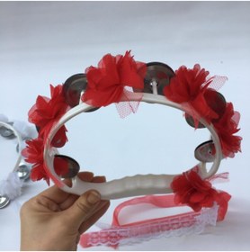 Resim Genel Markalar Kırmızı Çiçeklerle Süslenmiş Nedime Tefi Düğün Ve Kına Için Plastik Tef 10 Adet – Kına Eğlence Akse 