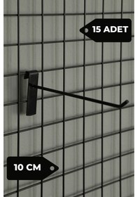 Resim 10 Cm 15 Adet Siyah Tel Pano Kancası Raf Askısı Siyah 