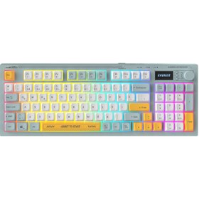 Resim Everest Kb-79 Silent Pro Mavi-Beyaz-Sarı Sessiz Rgb Q Membrane Oyuncu Klavyesi Kablolu 