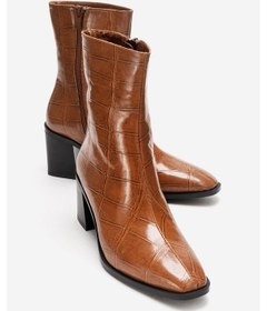 Resim Luvi Shoes Chara Taba Baskı Kadın Kalın Topuklu Bot Taba Baskı 