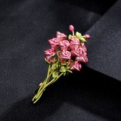 Resim Kadınlar ve Erkekler için Şık Emaye Çiçek Broş Pin - Lüks Pembe ve Kırmızı Çiçek Deseni, Yaka, Çanta ve Şapka için Moda Aksesuar, Bahçe Aksesuarları 