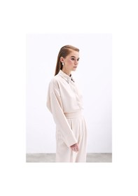 Resim Sateen Aksesuar Detaylı Gömlek - Bej-135823 Bej 