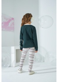 Resim Kız Çocuk Uzun Kol Taytlı Yeşil Pijama Takımı C8t5n8o0 001 