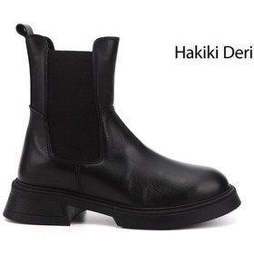Resim Gönderi R Siyah Kalın Taban Hakiki Deri Chelsea Bot Siyah 