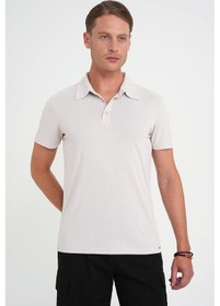 Resim Efor Comfort Fit Polo Yaka Modal Karışım Kısa Kol Casual Taş Tişört Ts 903 Taş 