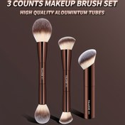 Resim MAANGE 3-Count Makyaj Fırça Seti, Alüminyum Tüp Fırçaları, Çift Uçlu Fırçalar, Pudra Fırçası, Allık Fırçası, Fondöten Fırçası, Kabarık Yumuşak Kıllar, Başlangıç Seviyesi Makyaj Araçları, Kadınlar İçin Hediye 