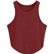 Resim Liona Kadın Oval Etekli Melanj Bordo Renk Bisiklet Yaka Crop Top Bluz 001 