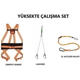 Resim Yüksekte Çalışma Set Emniyet Kemeri-lanyard-tool Lanyard 