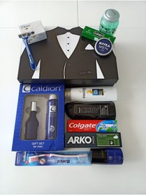 Resim Arko Lamazihome Damat Traş Seti Damat Çeyizi Söz Nişan Bohça Takımı Kişisel Bakım 14 Parça 