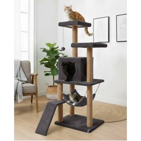 Resim AyrStore Reyo Pet S9 Kedi Tırmalama Kulesi Platformlu 124 cm Antrasit 