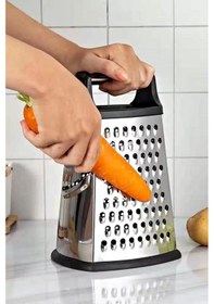 Resim Nishev 4 Fonksiyonlu Orta Boy Çelik El Rende Silikon Tabanlı Sarımsak Kereviz Peynir Sebze Doğrayıcı Rende 