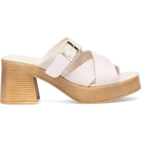 Resim Mammamia D25yt-1200 Kadın Hakiki Deri Topuklu Terlik Kemik Kemik 