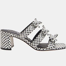 Resim Katy Perry The Tooliped Bow Kadın Zebra Desenli Kurdela Topuklu Terlik Beyaz - Siyah 