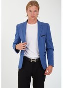 Resim Sposo G-168 Dar Kalıp Örme Kumaş İndigo Erkek Blazer Ceket İndigo 