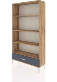 Resim Arges Dolap 4 Raflı Tek Çekmeceli 88x30x163 Çam-antrasit Atlas Çam 
