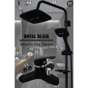 Resim Tesitay Banyo Bataryası Siyah Renk Duş Musluk Armatür Robot Duş Seti Banyo Duş Başlığı Spiral Takımı Armatür 