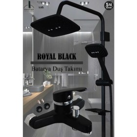 Resim Tesitay Banyo Bataryası Siyah Renk Duş Musluk Armatür Robot Duş Seti Banyo Duş Başlığı Spiral Takımı Armatür 