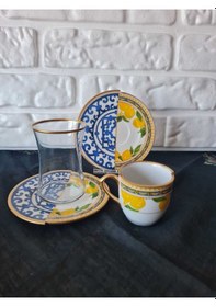 Resim Konyax 18 Parçalık Kahve Çay Seti Lemone Çok Renkli 