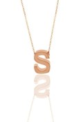 Resim Söğütlü Silver Gümüş Rose Üç Boyutlu Minimal S Harf Kolye Sgtl11182-s 