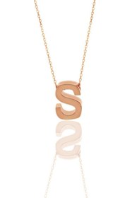 Resim Söğütlü Silver Gümüş Rose Üç Boyutlu Minimal S Harf Kolye Sgtl11182-s 