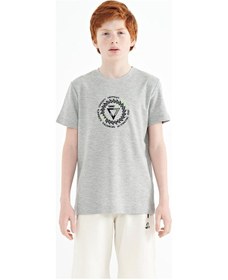 Resim Tommylife Tommy Life Gri Melanj Nakış İşleme Detaylı O Yaka Standart Kalıp Erkek Çocuk T-shirt - 11115 Gri Melanj 