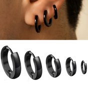 Resim 5 adet Yeni Ark Yüzey Küçük Yuvarlak Küpeler Avrupa Stili Paslanmaz Çelik Basit Çok Yönlü İki Taraflı Geometrik Toka Unisex Halka Piercing Hipoalerjenik Moda Kıkırdağı Takısı 7mm, 9mm, 12mm, 14mm 