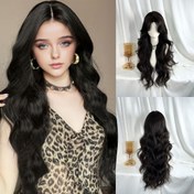 Resim 1 adet Elegant Kadın 24-Inch Dalgalı Dalgalı Tam Peruk, %100 Yüksek Sıcaklık Lif, Günlük Giyim, Partiler ve Festivaller için Rahat Çevre Uyum, Gül Ağ Şekilli Kapağı 