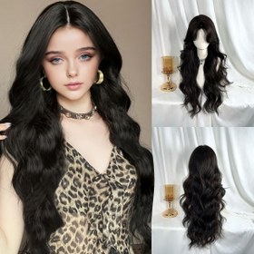 Resim 1 adet Elegant Kadın 24-Inch Dalgalı Dalgalı Tam Peruk, %100 Yüksek Sıcaklık Lif, Günlük Giyim, Partiler ve Festivaller için Rahat Çevre Uyum, Gül Ağ Şekilli Kapağı 