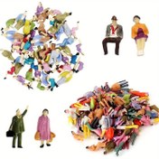 Resim 100'ü Paket Mini Model Demiryolu Figürleri İnsanlar Figürler Boyalı Oturan ve Ayakta Duran İnsanlar Çeşitli Pozlar Minyatür İnsanlar Hat H0 Figürleri 1:75 
