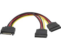 Resim 15 Pin Sata Erkek Power To 2x 15 Pin Sata Dişi Y Power Kablo 30 Cm 