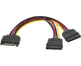 Resim 15 Pin Sata Erkek Power To 2x 15 Pin Sata Dişi Y Power Kablo 30 Cm 