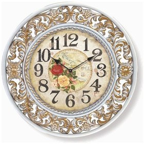 Resim Güller Işlemeli Çerçeve Oturma Odası Salon Şık Duvar Saati Çok Renkli 