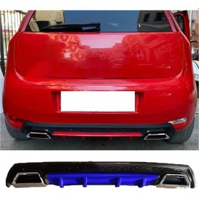 Resim Fiat Punto Mavi Difüzör Çiftli Kare Egzoz Görünümlü D Tip Difizör 