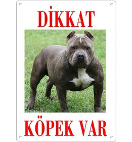 Resim Dikkat Köpek Var Uyarı Levhası (Renkli Pitbull) 