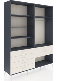 Resim Hyperion Gardrop 6 Raflı 5 Çekmeceli Tek Askılı 176x44x221 Antrasit-antrasit/aytaşı Antrasit/aytaşı 