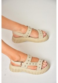Resim Fox Shoess610576609 Bej Kalın Tabanlı Kadın Sandalet Bej 