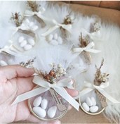 Resim LilAmor Concept Hediyelik 20 adet ekru düğün kına nikah nişan söz metal halka badem şekeri 