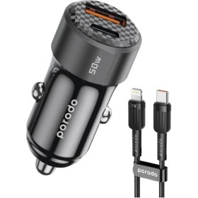 Resim Porodo 50W Çift Portlu Araç Şarj Cihazı Pd 20W Qc 30W ve C'den L'ye Kablo 