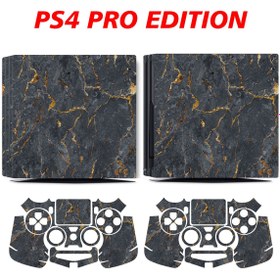 Resim KT Decor Siyah Mermer Playstation 4 Full Sticker Kaplama Seti 