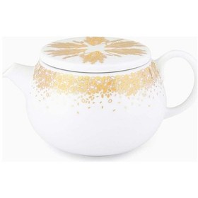 Resim Beyaz Tamrah Çaydanlık Porselen Gold Desenli 10cm Çap 9cm Yükseklik Bulaşık Makinesi Güvenli Çok Renkli 