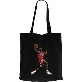 Resim Air Jordan Grafiti Siyah Fermuarlı Bez Çanta Gabardin - Siyah 