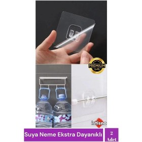 Resim 2 Adet Süper Güçlü Şeffaf Çerçeve Askısı Lekesiz Duvar Yapışkanı Mutfak Banyo Raf Tutucu Aksesuarı 